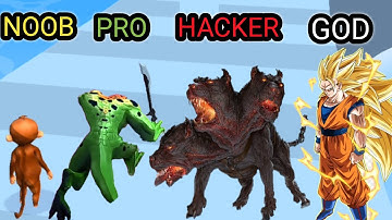 Noob vs Pro vs Hacker vs God in kaiju run - Gameplay