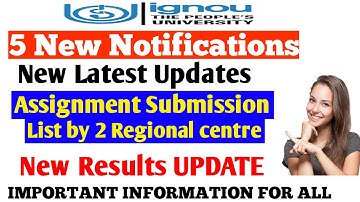 #ignou 5 important Notifications || Assignment Submission List Latest Update By STUDY ZONE