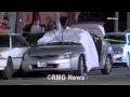 Two people killed after motorcycle and car crash into each other in Tarzana, California.
