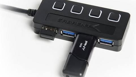 Sabrent 4 port USB 3.0 HUB with individual switches and power adapter.