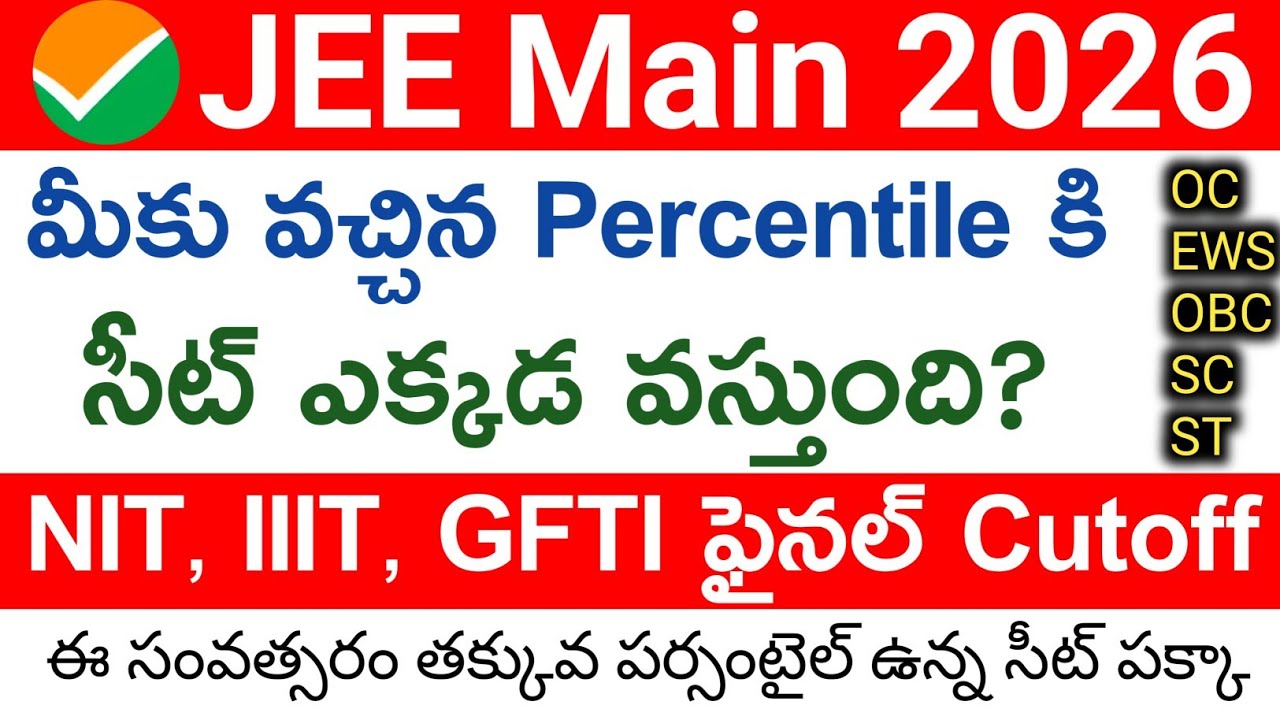 Jee Main 2026 Result Out | Jee 2026 Percentile vs Seat | Jee 2026 Cutoff | 