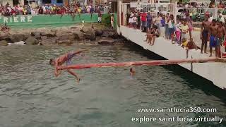 GREASY POLE, CANOE RACING, SWIMMING RACE FOR SAINT LUCIA NATIONAL DAY IN SOUFRIERE