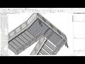 Steel staircase with railings and gratings in SOLIDWORKS with SolidSteel parametric