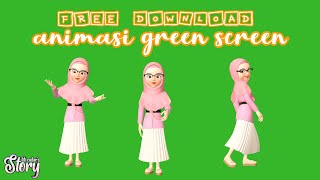 Animasi Green Screen Guru Muslimah Mengajar || Green Screen Perempuan Berhijab Gratis