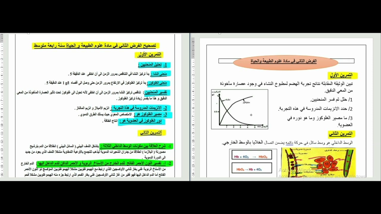 تحليل وتفسير المنحنى علوم طبيعة سنة رابعة متوسط