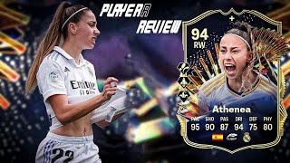 🤩HAT-TRICK RIGHT AWAY!!🤯 LIGA F TOTS 93 RATED RW " ATHENEA " COMPLETE PLAYER REVIEW IN FC24 🔥