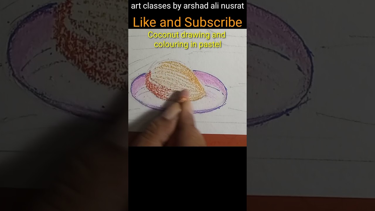 coconut drawing and colouring in pastel || igdart || igdbombayart 