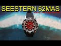 SEESTERN 38mm Automatic 62mas Homage Red Fume Colored Vintage Skin Diver Watch $179