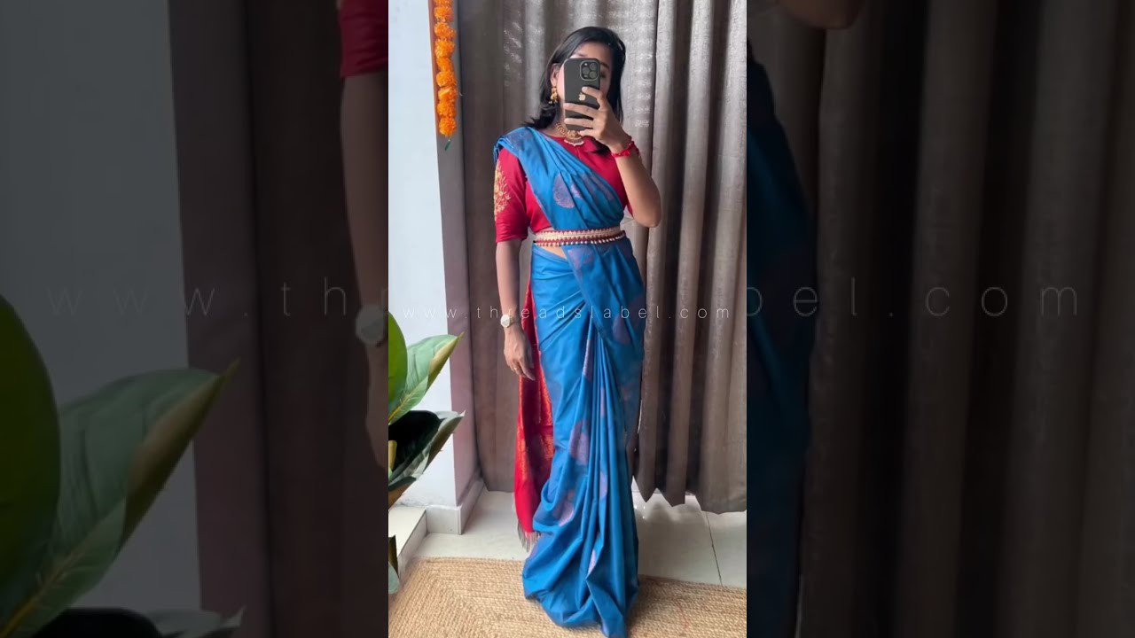 Threads casual silk sarees with hand worked blouse