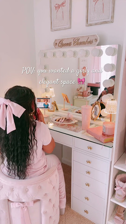 Glam room makeover 🎀💗 see full transformation! #pink #coquette
