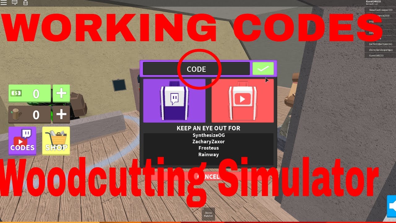 Code Woodcutting Simulator HEADSTART BACKPACK YouTube