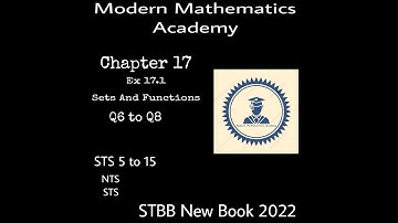 || Chapter 17 || Ex 17.1 , Q6 to Q8 || Sets And Functions || Matric New Book 2022 STBB