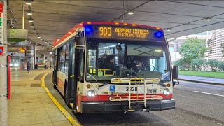 TTC Novabus LFS Diesel #3338 on Route 900 Airport Express Northbound to Pearson Airport
