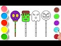 How to Draw Halloween lollipops | How to colour Halloween lollipops #how #drawing #art