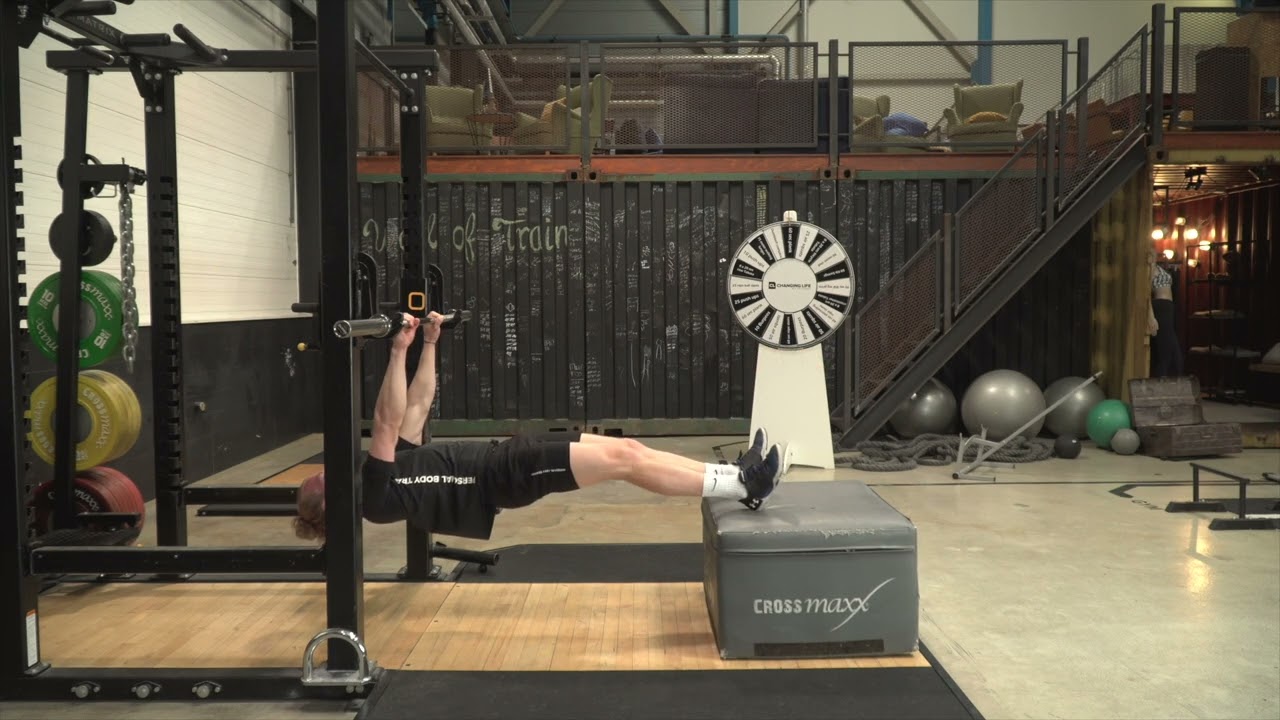 19 - Barbell Hanging Leg Curl - Feet on Box