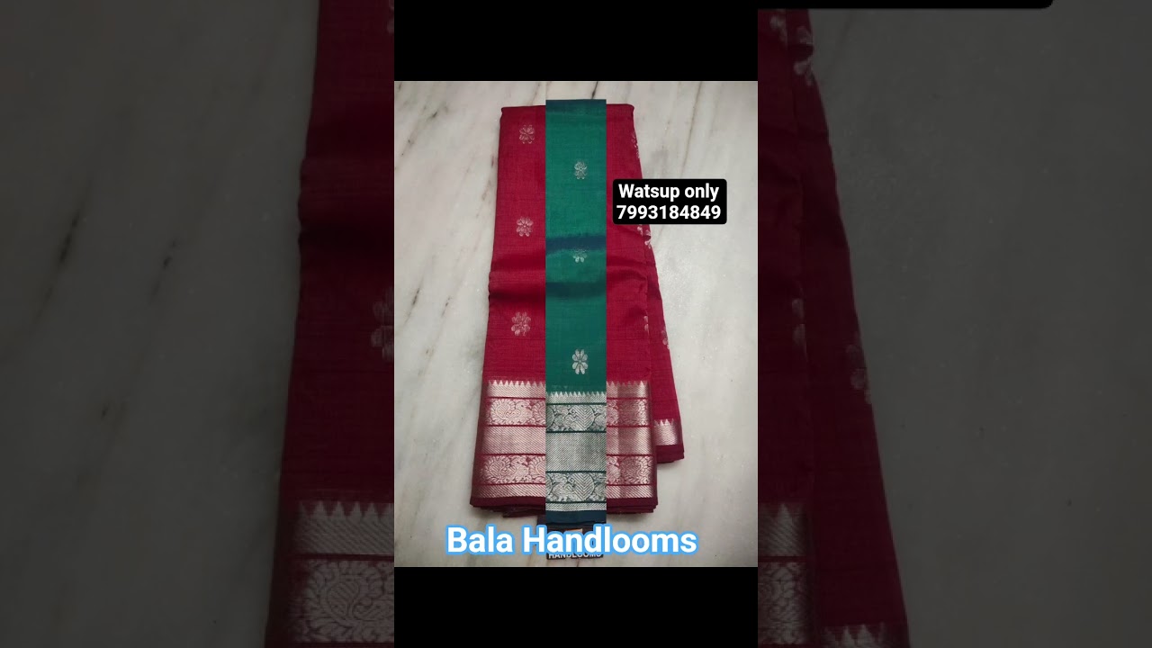 Mangalagiri pattu Kanchi border sarees With zari butas With Thick dented weaving