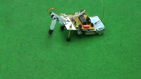 The crawling robot on a carpet