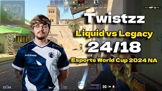 CS2 POV Liquid Twistzz (24/18) vs Legacy (Mirage) Esports World Cup 2024 NA Closed Qualifier