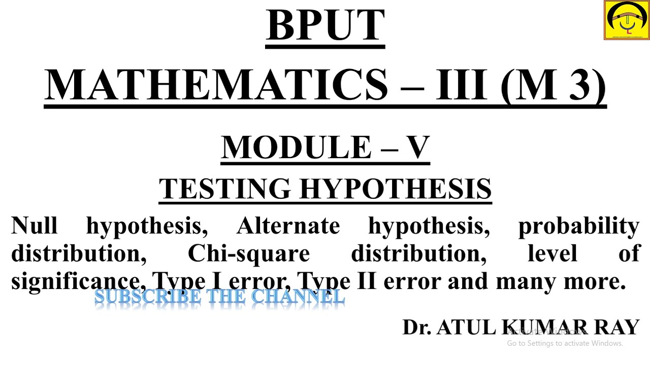 MCQs BPUT Mathematics 3 Module 5Testing Hypothesis Part 5