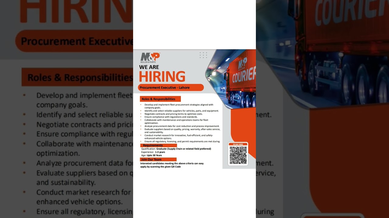 M&P Hiring Procurement Executive in Lahore 