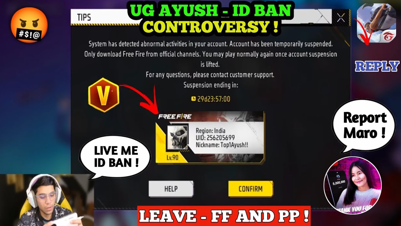 UG AYUSH - ID BAN CONTROVERSY 🤬 ! 