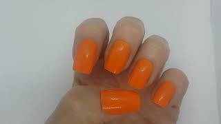 Elegance Nailed Orange Medium Square False Nails. Full Cover Fake Nail Tips.