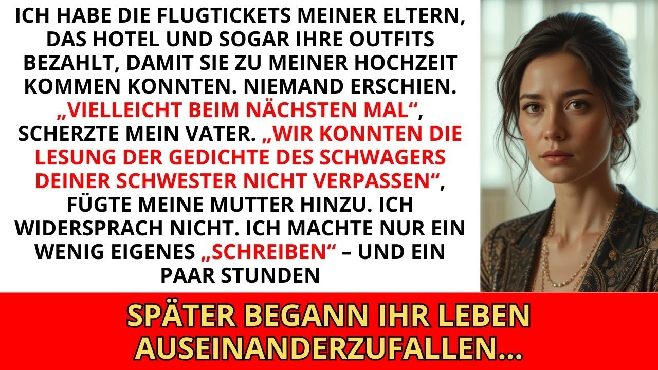 Ich habe die Reise meiner Eltern zu meiner Hochzeit bezahlt, aber NIEMAND ist erschienen. „Vielle...