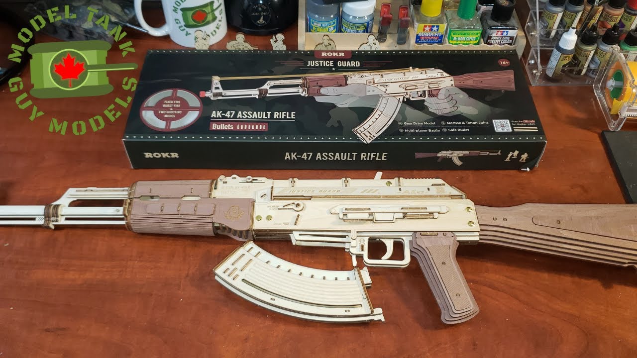 ROKR AK-47 3D wooden puzzle kit part 1 #robotime #rolife - YouTube