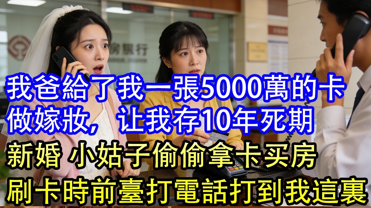 我爸給了我一張5000萬的卡做嫁妝，讓我存10年死期新婚 小姑子偷偷拿卡買房刷卡時前臺打電話打到我這裏