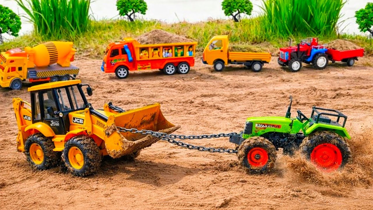 Powerful JCB 5DX & Tractor Dumper Tripper Heavy Rescue | Cement Mixer Mud Action Scene l Jcb toy l 