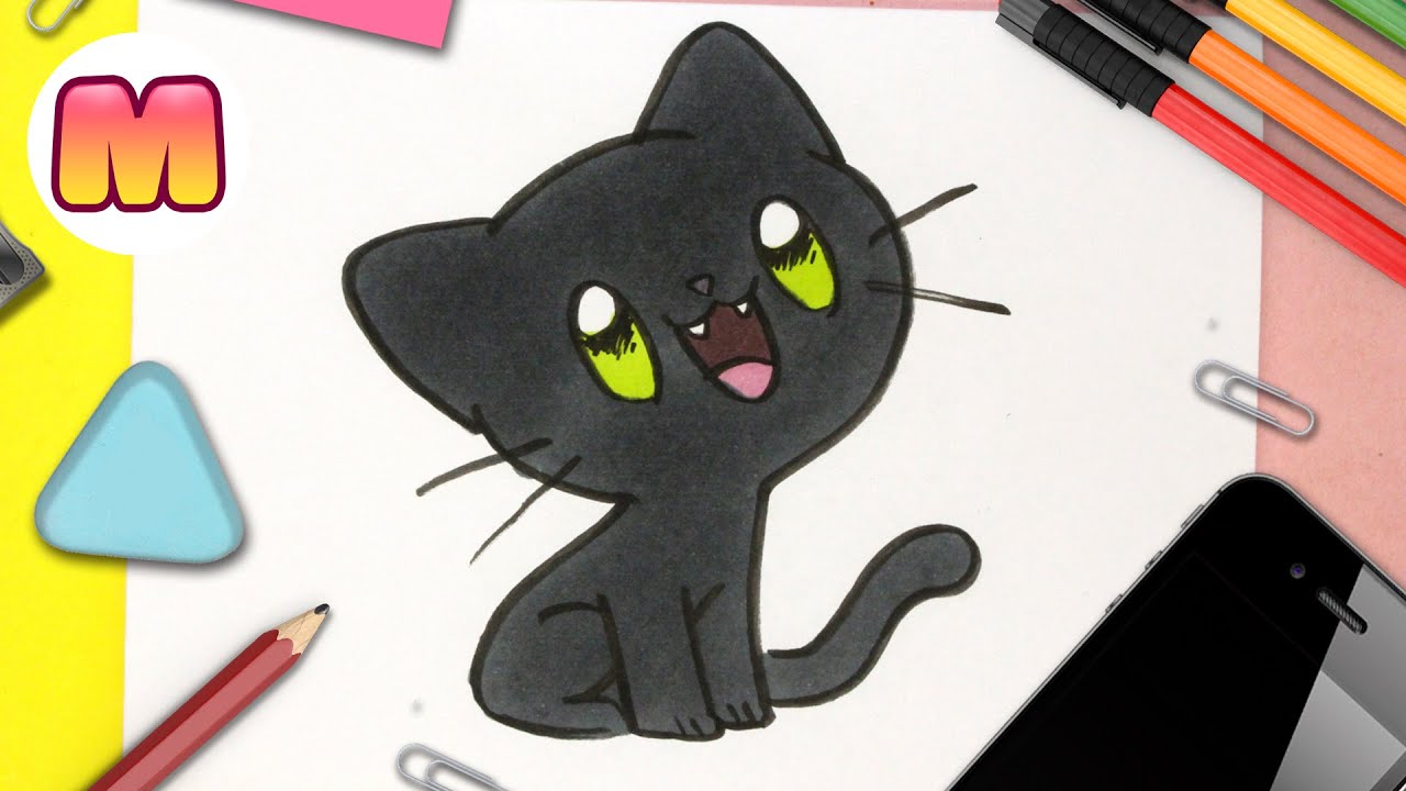 COMO DIBUJAR UN GATO KAWAII - dibujos kawaii faciles - Aprende a dibujar un  gatito facil 