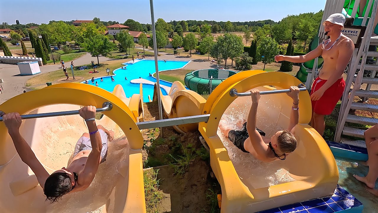 Twin Kamikaze Water Slide at AquaCentrum 🇭🇺 - YouTube