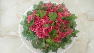 Салат с розами. Рецепт очень красивого салата 🤤 Salad with roses.