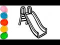 How To Draw Playground Slide Drawing | Beautiful Playground Drawing | Rainbow Playground Slide