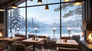 🌿🏔️ Riverside Café with Icy Mountain Views | Relaxing Smooth Jazz