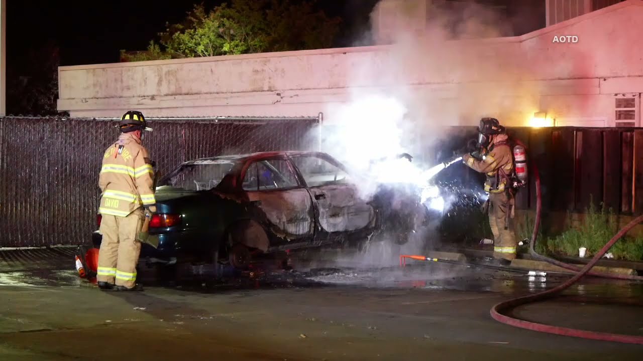 Abandoned Vehicle Catches Fire at Gas Station in Arden-Arcade