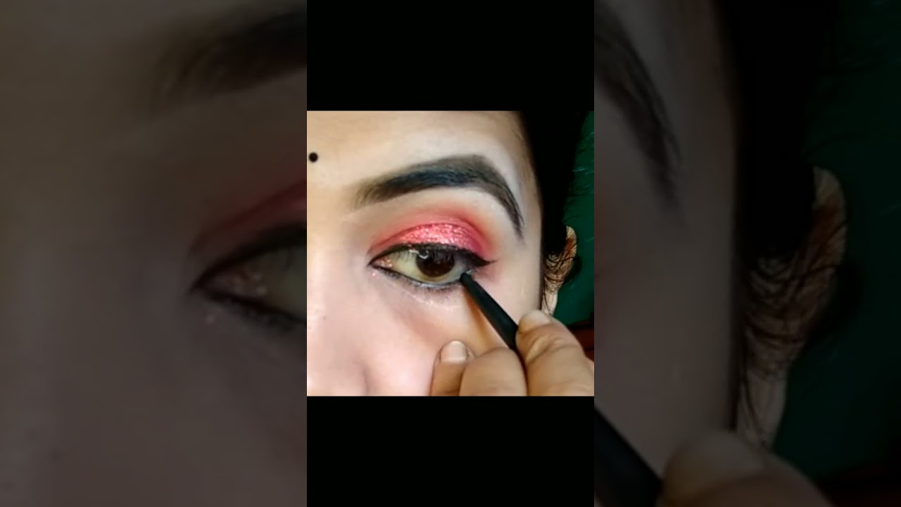 Red glitter eye makeup 💄 😌 