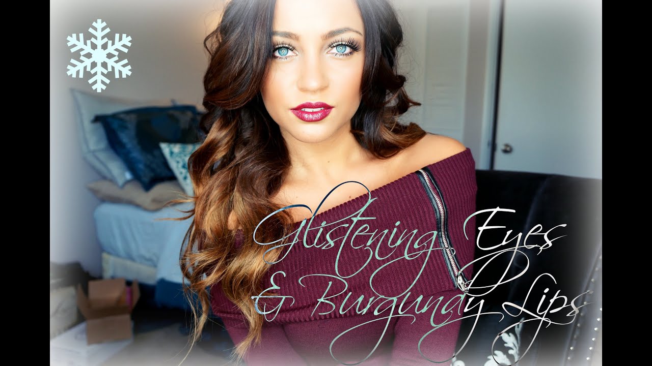 Glistening Eyes Burgundy Lips Holiday Makeup Tutorial YouTube