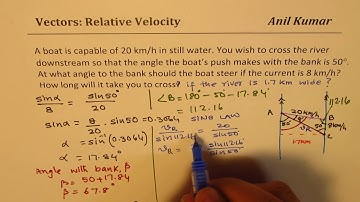Relative Velocity Find Angle and the time to cross the river MCV4U Vectors - EDEXCEL - GCSE