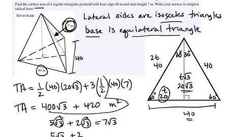 Surface area and volume of a triangular pyramid