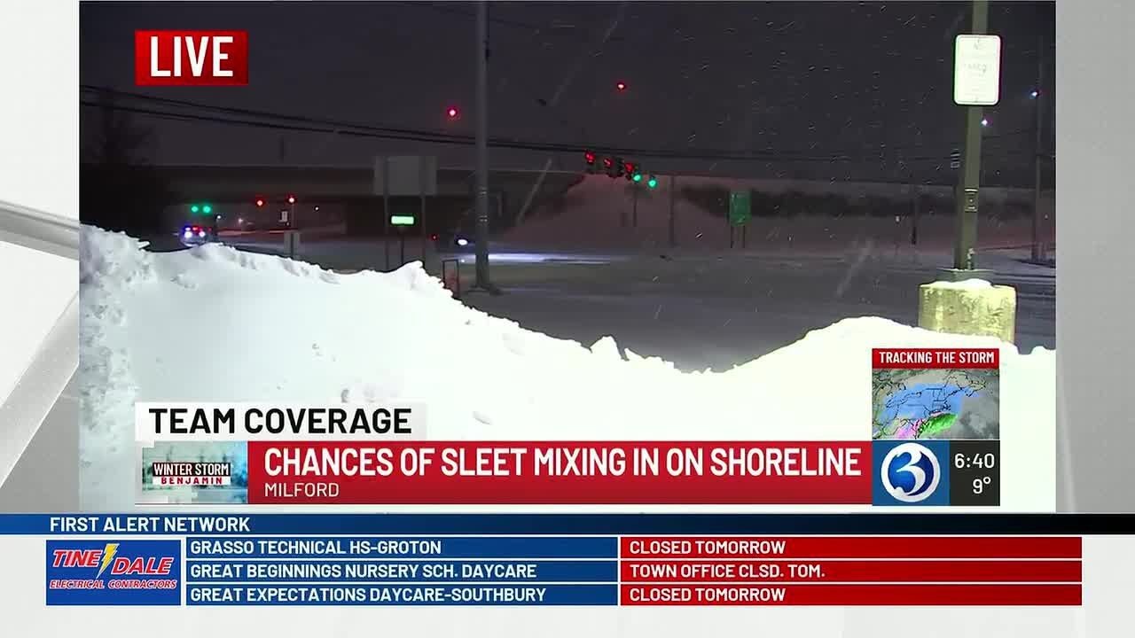 Shoreline Connecticut could see sleet mixing in from Winter Storm Benjamin