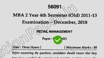 2018 Mdu MBA 4th Sem Reappear Retail Management Question Paper