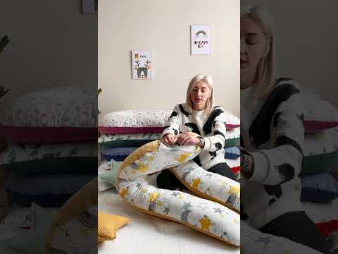 Подушка для беременных Акварельный горошек горчица с горчичным велюром, видео 1