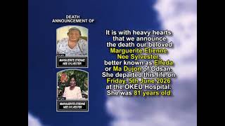 Marguerite Etienne Nee Sylvester ~ Short Obituary
