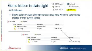 SOLIDWORKS PDM Bill of Materials Tab Overview
