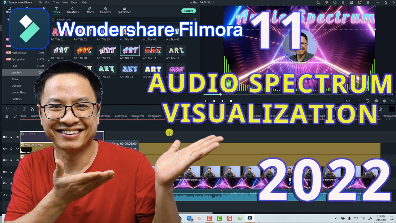 How to create Audio Spectrum Video Filmora 11 Tutorial For Beginners