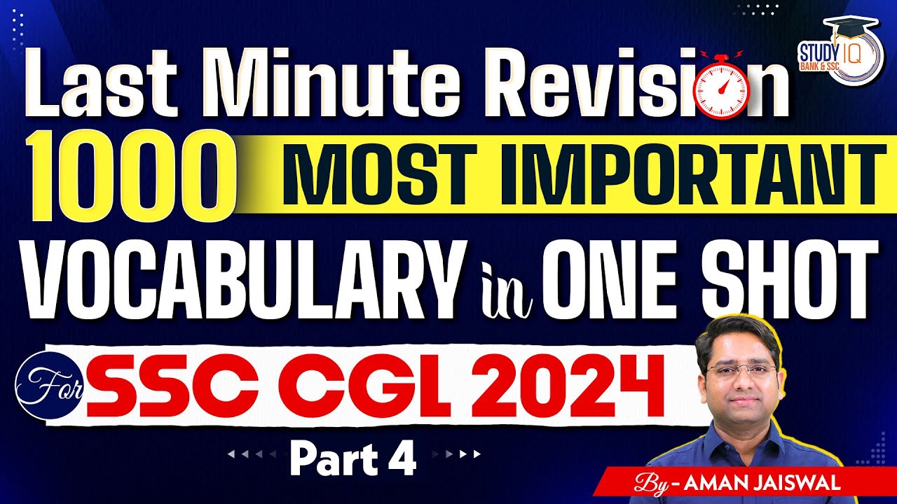 SSC CGL 2024 | Last Minute Revision | 1000 Most Important VOCABULARY In ...