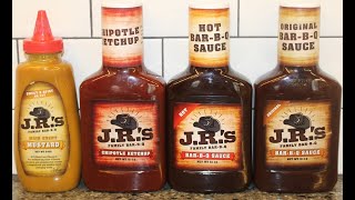 This is a taste test/review of j.r.‘s family bar-b-q main event
mustard, chipotle ketchup, hot sauce, and original sauce. they were
mailed to...