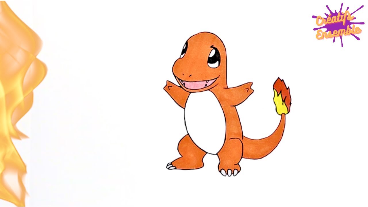 Coloriage de SALAMECHE - POKEMON | Apprendre à dessiner, dessin facile