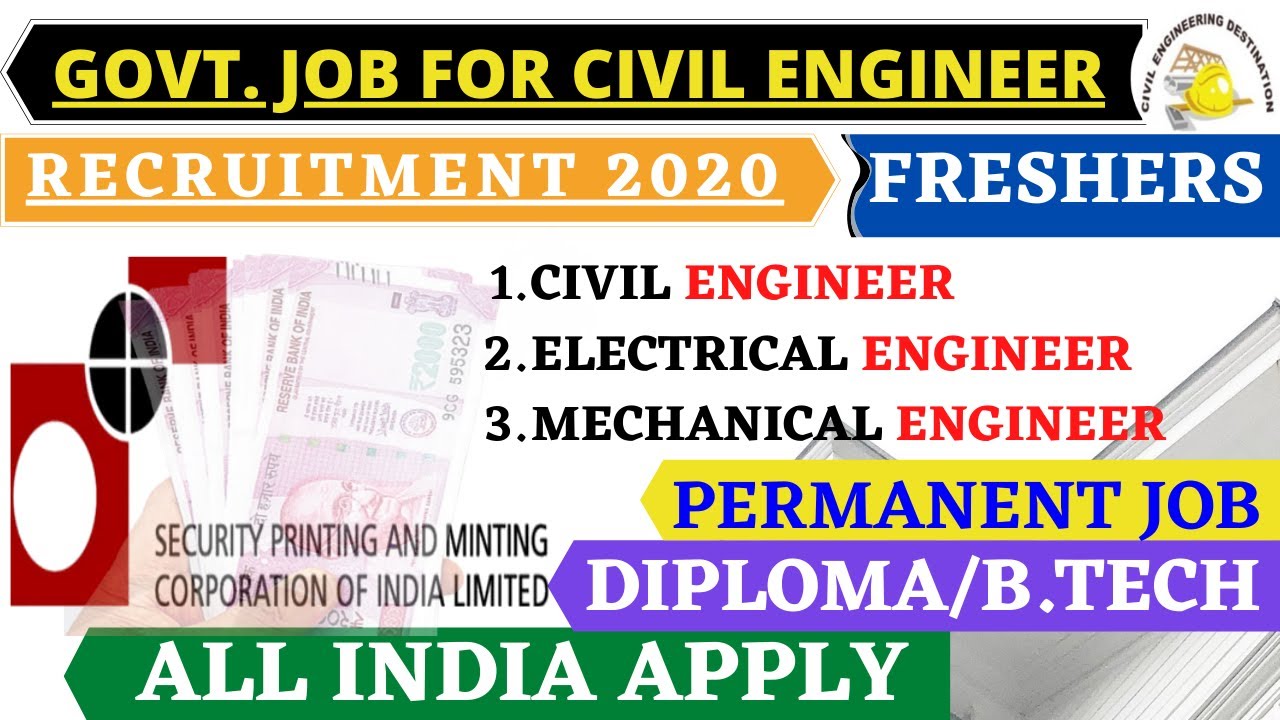 SPMCIL FRESHER PERMANENT JOB FOR CIVIL ENGINEER 2020